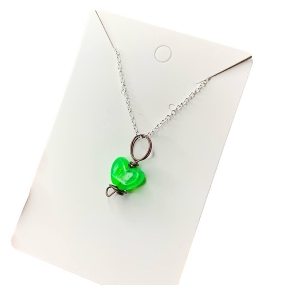 Green Heart Handmade Necklace 18$
